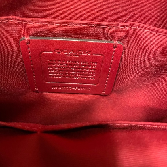 Coach leather cherry red purse w/shoulder straps - Picture 9 of 11